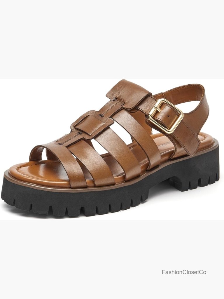 Women's Platform Fisherman Sandals, Chunky Gladiator Sandals, Open Toe Ankle